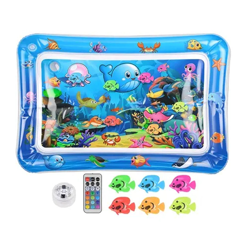 Cutiepawsome Interactive Sensory Water Mat for Kittens - 3D Floating Fish Toy, LED Light, Chirping Flapping Bird Wand, Thick PVC, Rechargeable USB-C, 440G, 67X47X7Cm/70X50Cm, Reduces Stress, Indoor Pet Enrichment Gift (Tiktok Shop Black Friday Trending),,