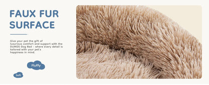 Calming Donut Dog Bed - Anti-Anxiety Fluffy Faux Fur Bed, Washable & Anti-Slip for Dogs and Cats