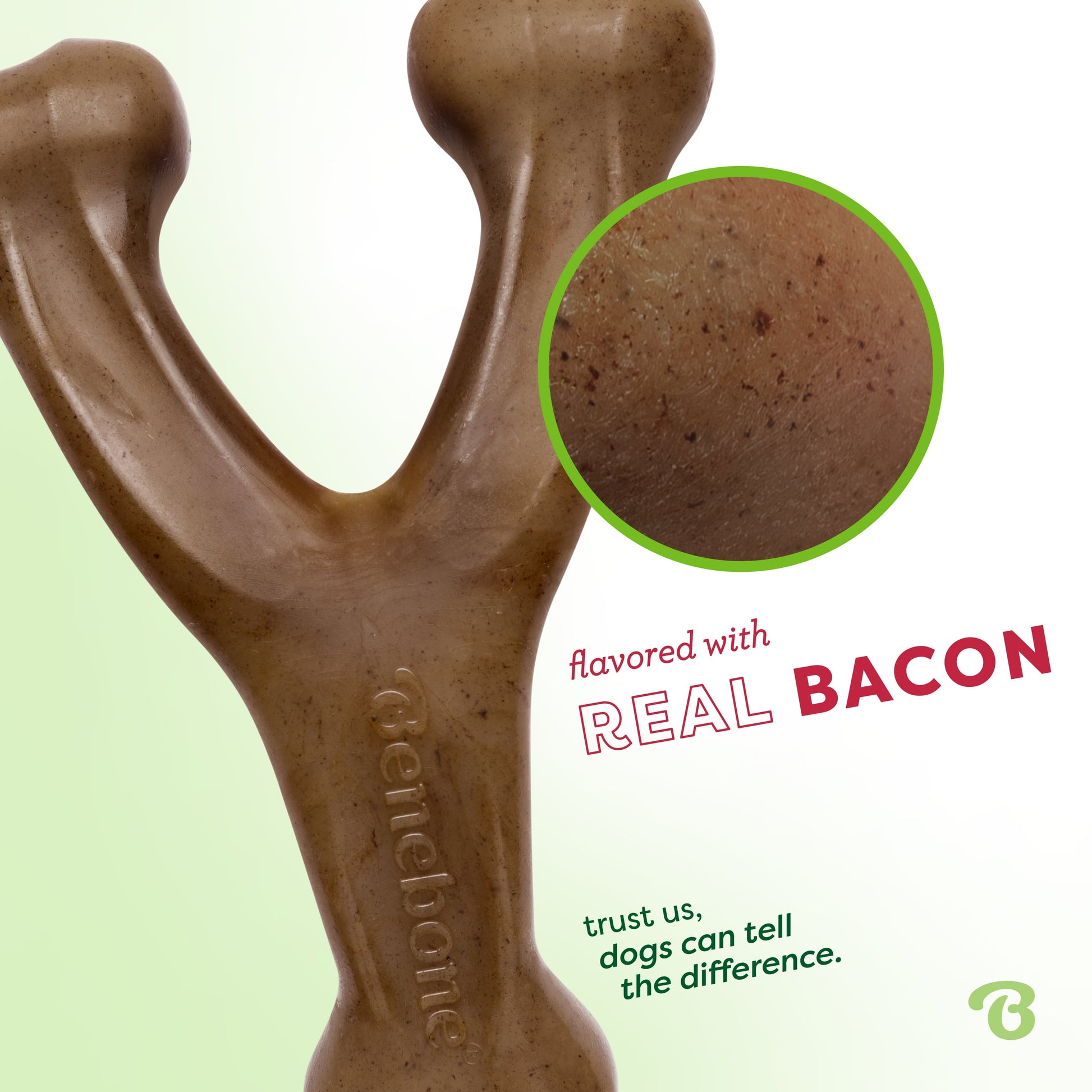 Wishbone Durable Dog Chew Toy for Aggressive Chewers, Real Bacon, Large