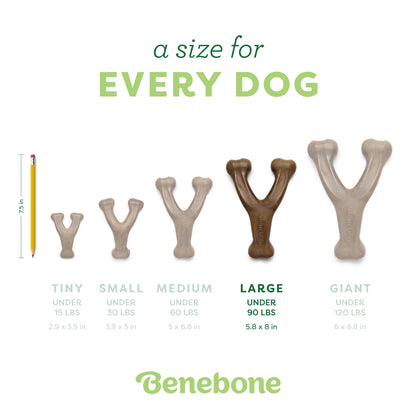 Wishbone Durable Dog Chew Toy for Aggressive Chewers, Real Bacon, Large