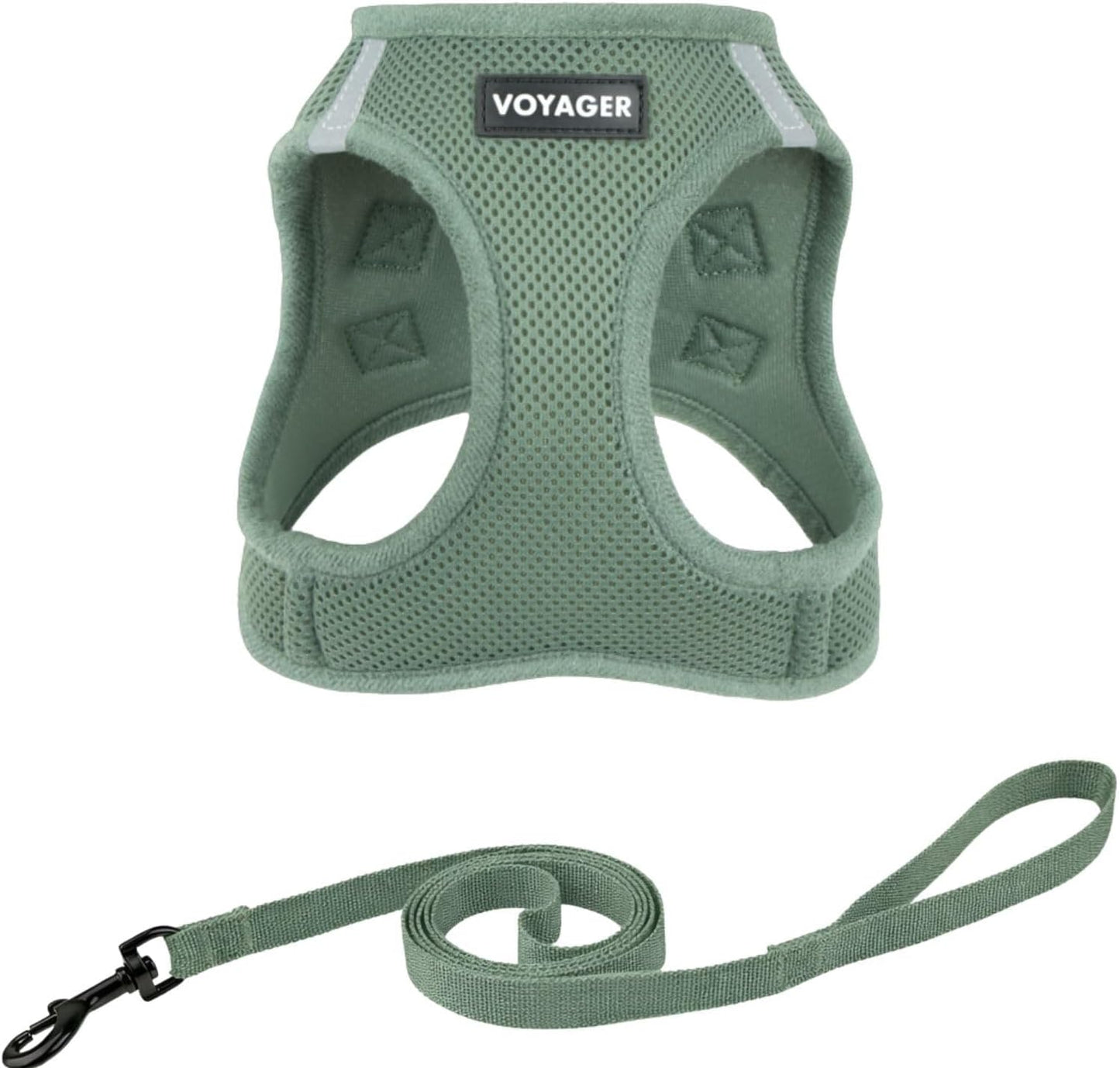 Voyager Step-In Air Cat Harness & Leash Set - Moss Green, Xx-Small | 12 - 13.5" in Chest, Reflective Bands, All Weather Breathable Air Mesh, Cats Compatible, Fast Drying
