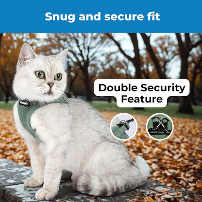 Voyager Step-In Air Cat Harness & Leash Set - Moss Green, Xx-Small | 12 - 13.5" in Chest, Reflective Bands, All Weather Breathable Air Mesh, Cats Compatible, Fast Drying