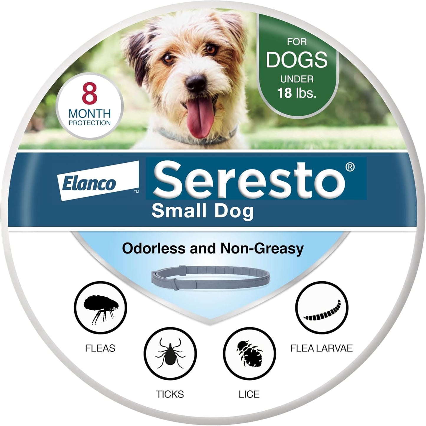 Seresto Small Dog Vet-Recommended Flea & Tick Treatment & Prevention Collar for Dogs under 18 Lbs | 8 Months Protection
