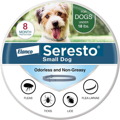 Seresto Small Dog Vet-Recommended Flea & Tick Treatment & Prevention Collar for Dogs under 18 Lbs | 8 Months Protection